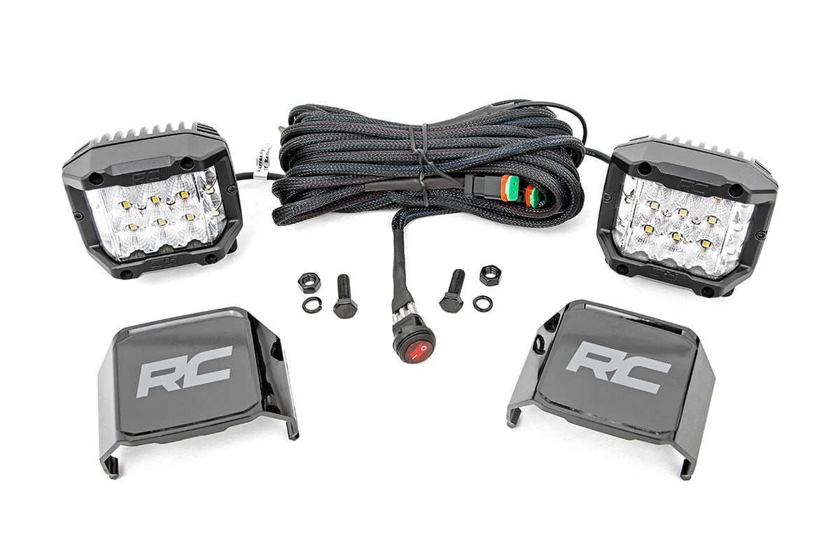 LED Lights - Rough Country - Wide Angle Osram, 3 Inch Series, Pair - Chrome